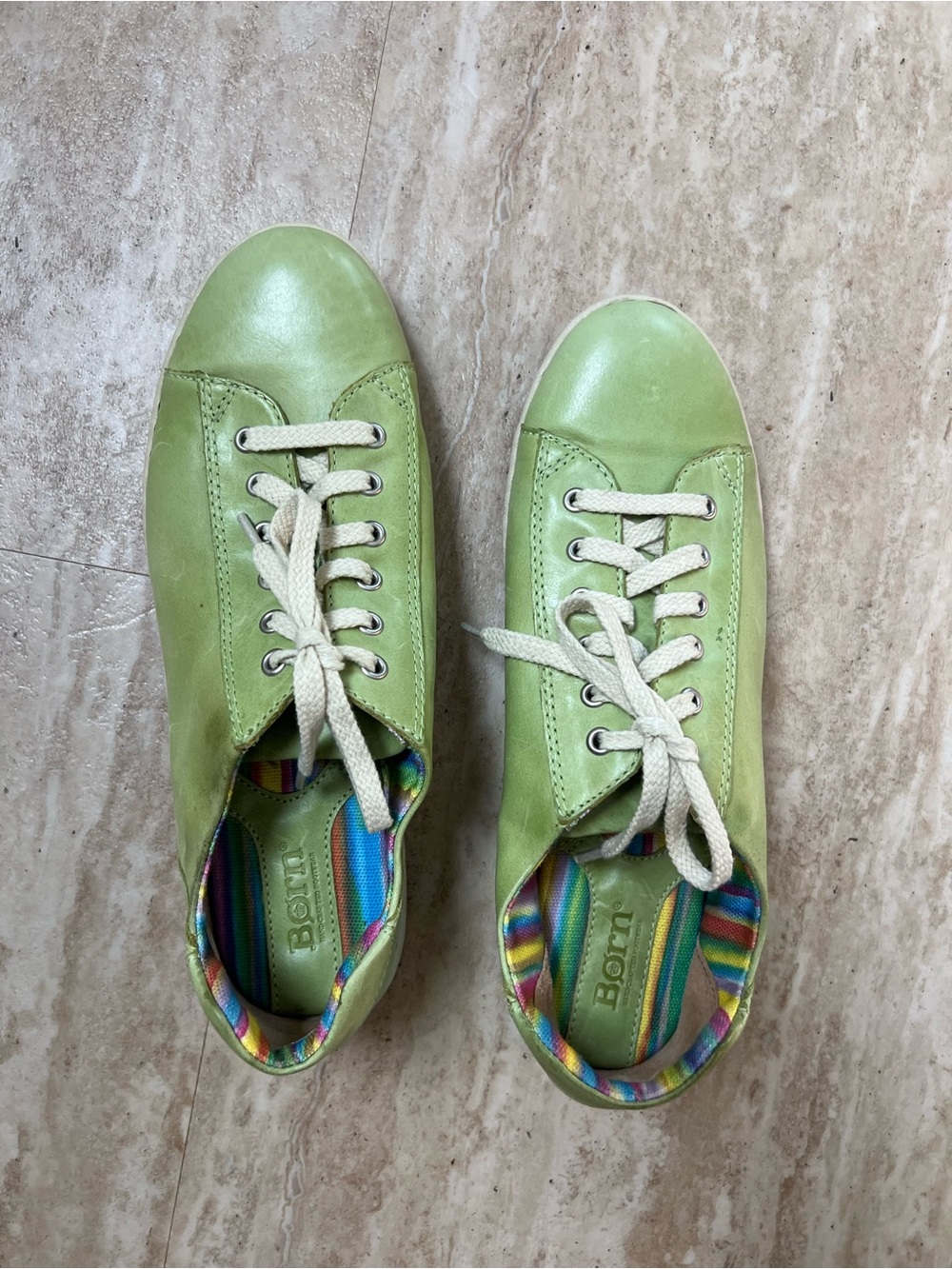 Born Light Green Leather Lace-Up Sneakers 9 / 40.5